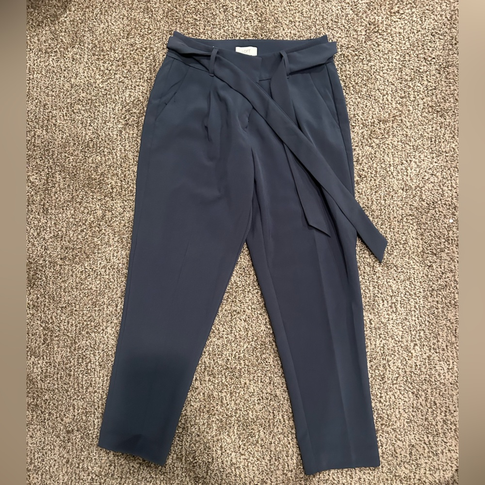 LOFT Dark Blue Women's Tie-Waist Trousers